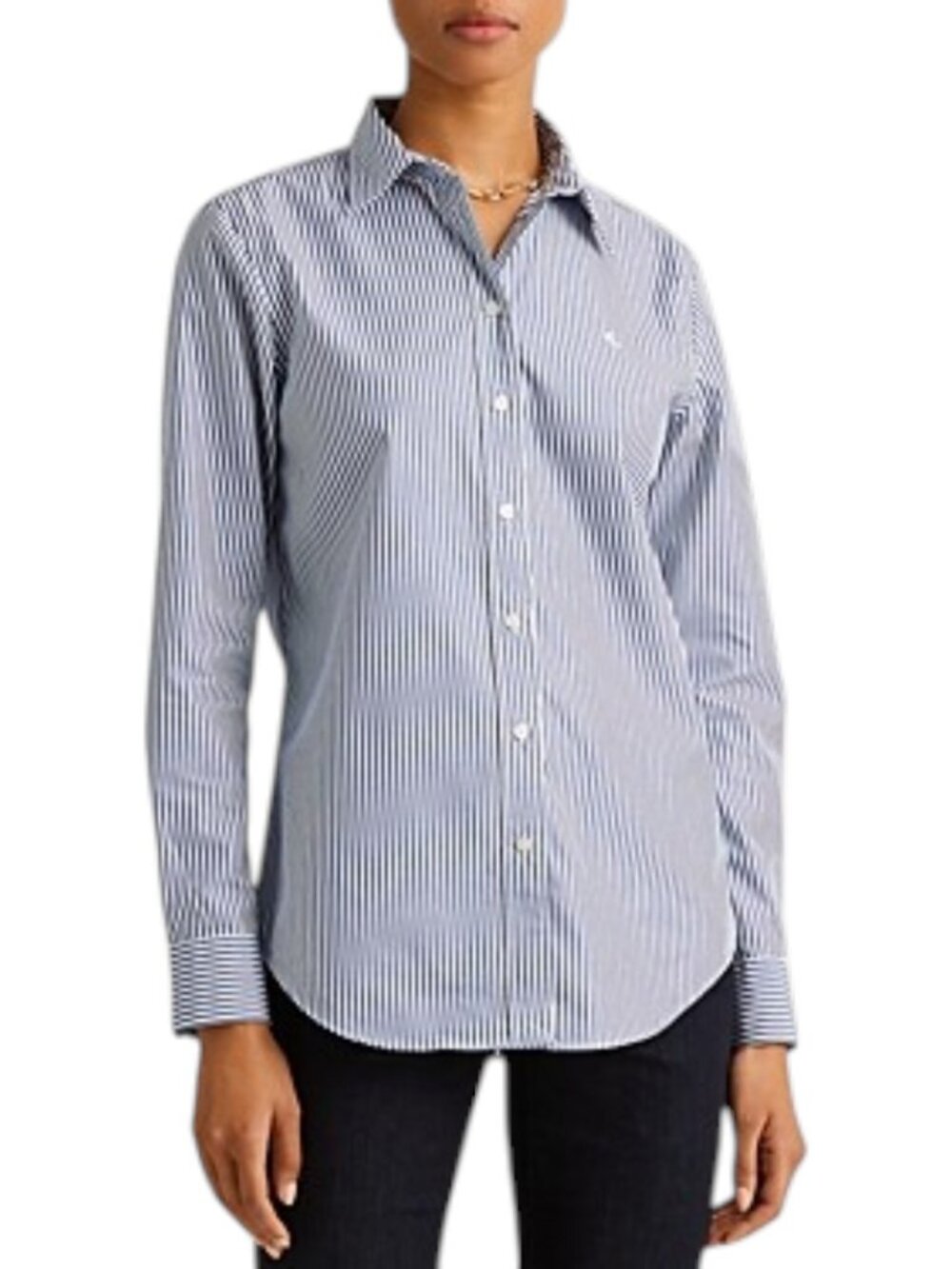 Lauren Ralph Lauren Women's Size XXL Striped No Iron Blue White Shirt NEW
